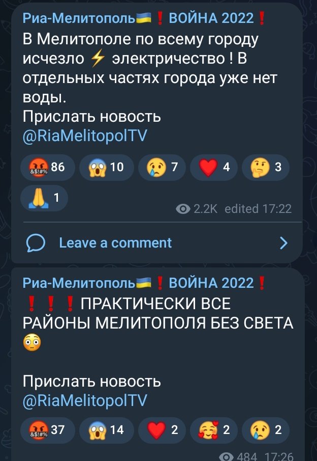 Melitopol'da elektrik kesintisi
