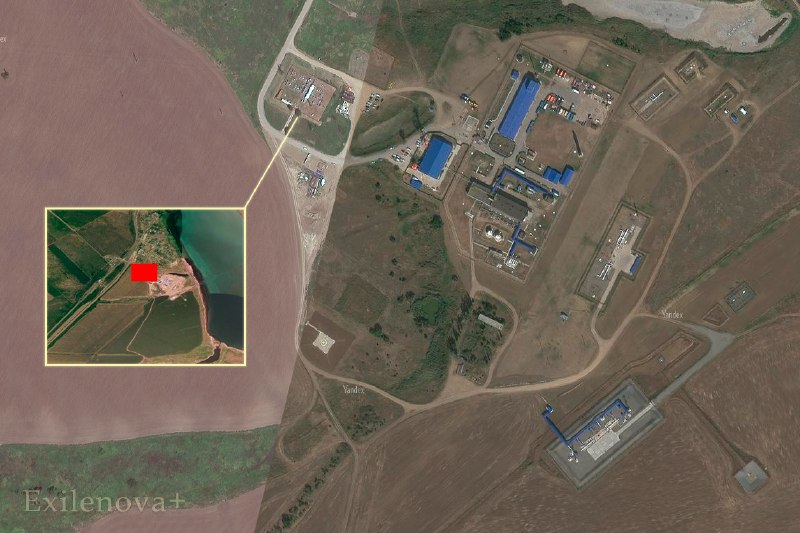 Satellite images show the signature of a fire in the area of the Pumping Station (NPS) Ekaterinovskaya, namely at an electrical substation. Rostov Region
