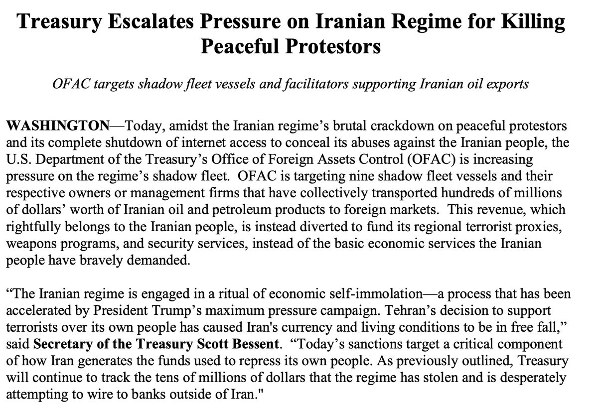 New Treasury sanctions targeting Iran's shadow fleet