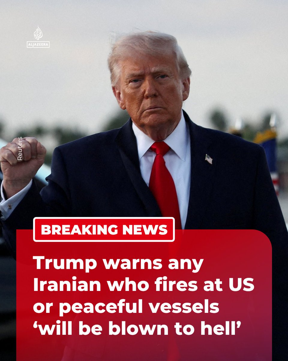 US President Donald Trump says that “any Iranian who fires at us, or at peaceful vessels, will be blown to hell.”