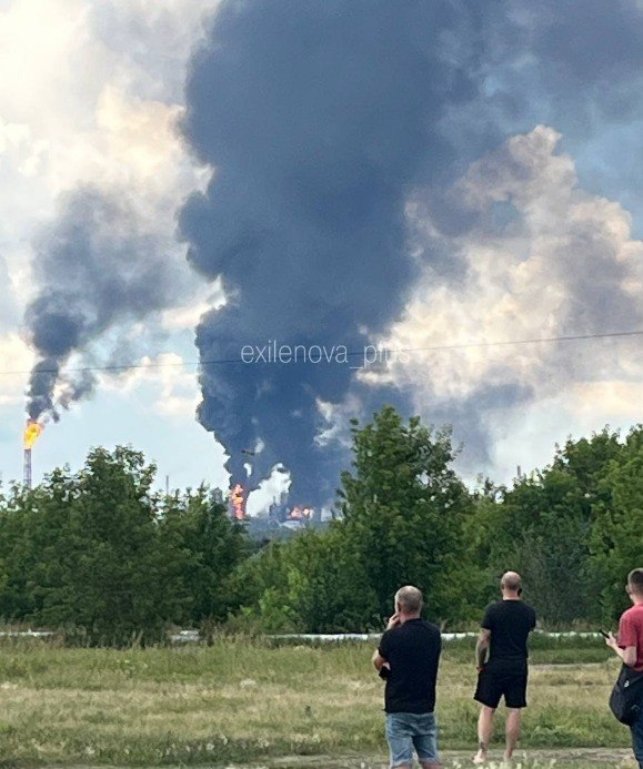 Smoke is rising over Omsk oil refinery after drones strikes